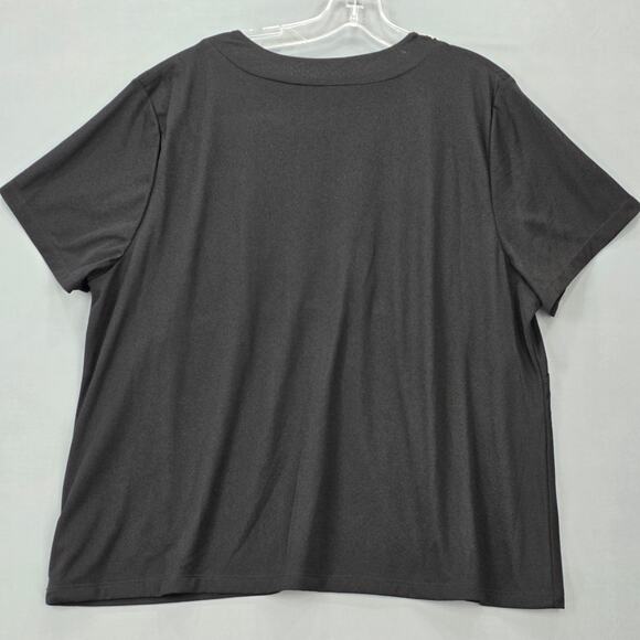 Evan-Picone Black Embroidered Shirt Classic Short Sleeve Top Womens Plus Size 3X - Picture 2 of 8